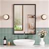 Snowdool Specchio da parete nero, specchio da toeletta con cornice rettangolare 56x76 cm, da appendere orizzontalmente o verticalmente, decorativo per spogliatoio, bagno, camera da letto, soggiorno