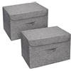 DIMJ Scatole per Armadio - Scatole Portaoggetti Contenitori con Coperchio Pieghevole, Scatola Porta Oggetti con Manici, per Armadio, Scaffali, 2 Pezzi, Grigio Marrone, 38 x 25 x 25 cm