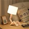 Elinkume Robot Lampade da comodino,Lampada da scrivania moderna a LED con corpo in legno pieghevole,Luci notturne con paralume in tessuto per camera da letto,ufficio,studio