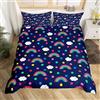 Homemissing Set di biancheria da letto per bambini con copripiumino singolo e carino arcobaleno, ultra morbido, con nuvole, arcobaleno, a pois, decorazione per la stanza, biancheria da letto con