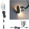 kpslucerna Faretto Segnapasso LED Incasso Muro 1W IP67, Luce per Gradini Scale Interna/Esterni con alimentatore 220-12V, Impermeabile per Giardino Facciata Luce Calda