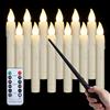 FREEPOWER 12 candele a LED sospese con bacchetta magica, telecomando e timer, luce bianca calda, funzionamento a batteria, 17 cm, impermeabili per esterni