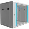 EXTRALINK Rack 19 pollici 9U - Armadio rack 600x450 mm, per montaggio a parete o a pavimento, capacità di carico 60 kg, porta in vetro temperato, apertura porta a 180°, grigio