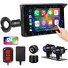 VSYSTO 5 Pollici motocicletta Carplay Touchscreen, Wireless Carplay e Android Auto,Navigazione GPS,sensori di pressione pneumatici,WiFi motocicletta Dash Camera 1080P fotocamera anteriore e posteriore