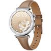 BOALZETD Smartwatch Donna - Elegante in Piccolo con Display AMOLED 1,19 Cinturino in Pelle Sottile, Orologio Fitness con Contapassi, Cardiofrequenzimetro/SpO2/Sonno per iOS/Android, Argento/Marrone