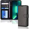 TECHGEAR Cover iPhone 14 Pro Max- Custodia Portafoglio in Pelle Sintetica con TPU Antiurto, Funzione di Supporto con Slot per Schede e Cinturino da Polso per iPhone 14 Pro Max (6,7 Pollici, 2022)