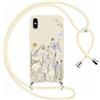 Yoedge Cover con Cordino per iPhone XS Max 6,5, Aesthetic Disegni Fiori Custodia con Corda Tracolla Laccio Collana, Ultra Sottile Silicone TPU Antiurto Protettiva Case per iPhone XS Max, Beige1