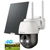 COCOCAM 4G LTE Telecamera Esterno con SIM Carta, 2K PTZ Senza Fili con 6W Pannello Solare, Batteria 10000 mAh, Rilevamento Umano PIR, Riconoscimento AI, Funziona con Alexa