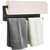 YJSMO Porta asciugamani di carta magnetico per frigorifero, porta asciugamani da cucina, barra magnetica multifunzione in ferro, utilizzato per cucina, bagno, WC, senza trapano (nero, medio)
