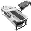 SereneLife Vasca da Bagno Portatile per Adulti, 150x60x58cm, Spa Portatile Domestica, Relax Pieghevole, Vassoio, Borsa e Tubo di Scarico, Bagno Caldo o Freddo, Antiscivolo, Leggera, Interno/Esterno