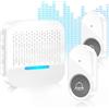 SURFOU Campanello Senza Fili Da Esterno Impermeabile Wireless 300M Distanza 2 Trasmettitore Casa interno Ricevitore per gli Anziani 55 Suonerie includere il Natale 5 Volumi e Indicatori LED, Bianco