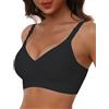 HORISUN Reggiseno Senza Ferretto Donna Reggiseni Senza Cuciture Scollo a V Copertura Completa Push Up Reggiseno Comodo (Nero 4XL)
