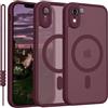 YUANDMI Cover Magnetica per iPhone XR Compatibile con MagSafe, Custodia Per iPhone XR Traslucida Opaca Case Ultra-Sottile Silicone Anti-Scivolo Resistente ai Graffi, Prugna