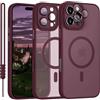YUANDMI Cover Magnetica per iPhone 16 Pro Cover con MagSafe, Custodia Per iPhone 16 Pro Traslucida Opaca Case Ultra-Sottile Silicone Anti-Scivolo Resistente ai Graffi, Prugna