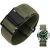 BINLUN Cinturino per Orologio in Nylon Elastico di Ricambio Militare Cinturino a Strappo Paracadute Marina Nazionale per Uomo Donna Fibbia Nero/Argento 18/20/22mm