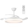 wonderlamp - Ventilatore da soffitto con pale retrattili Nestera Eco Bianco, Ventilatore da soffitto con luce e telecomando 45W CCT Dim 3000-4000 - 6000 K