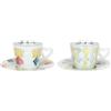 THUN Set 2 Tazze Medie in Porcellana Incanto di Primavera con Piattini, 7x6,5 cm