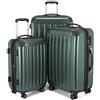 HAUPTSTADTKOFFER - Alex - Set di 3 valigie, TSA, Nero brillante, (S, M & L), 235 litri, Colore Verde foresta