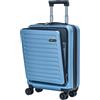 TydeCkare Trolley Bagaglio a Mano 55x40x20 cm, con Tasca Frontale, ABS+PC Rigido Ultraleggero Rigidità 4 Ruote Silenziose, Chiusura a Combinazione, Blu Ghiaccio