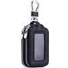PORRASSO Astuccio Portachiavi Vera Pelle Auto Del Sacchetto Portachiavi Doppia Cerniera Portatile Raccoglitore Chiave Car Key Case per Uomo Donna Nero