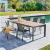 Hesperide Set Pranzo Evasion Tavolo Allungabile cm.214-274x110 con 6 Poltrone Alluminio Grafite