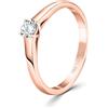 EDELIND Anello solitario diamante 0.20 ct Oro Rosa 18K 750 Anello Donna con Diamante taglio Brillante Anello di Fidanzamento Ø 52 mm con scatola regalo