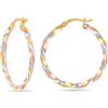 LeCalla 925 Gioielli in argento 925 placcato oro 14K Orecchini a cerchio a tre toni Design italiano leggero Orecchini a cerchio medi con chiusura a scatto per donna 35 MM