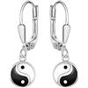CLEVER SCHMUCK Orecchini da donna in argento Yin Yang, 25 mm, laccati in bianco e nero, in argento sterling 925 lucido, con custodia bianca, Lucido