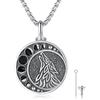 PARYFO Wolf Collana in argento sterling 925 con ciondolo a forma di luna vichingo, con ciondolo a forma di lupo per foto, medaglione/urna per cenere, gioiello nordico, regalo per uomini e donne,