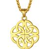 Richsteel Collana con Nodo Celtico da Uomo Stile Nordico Rune Vichinghe Collana Amuleto Gioielli Fortunati in Acciao Inox 18K Oro Placcato Impermeabile Catena di Corda