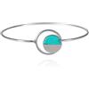 namana Bracciale a Disco per Donne e Ragazze, Braccialetto Geometrico con Finitura Spazzolata con Turchese Blu Artificiale, Bracciale Rigido Donna, Idee Regalo Donna