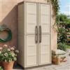 Dmora - Armadio da esterno Marchin, Mobile balcone multiuso, Armadietto outdoor 2 ante, 100% Made in Italy, Beige e Marrone, Finitura quadri, 70x39h165 cm