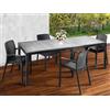 Dmora - Set salotto da esterno Manarola, Ripiano allungabile da esterno con 4 sedie, Tavolo e sedute da giardino effetto rattan, 100% Made in Italy, Antracite