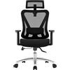 Durrafy Sedia da ufficio ergonomica, sedia da scrivania dispone di un blocco inclinabile a tre livelli, sedia girevole con poggiatesta regolabile, braccioli e supporto lombare, sedia da ufficio 150 kg