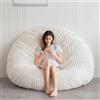MAXYOYO Pouf gigante quadrato con fodera in finta pelliccia e imbottitura morbida per adulti, coppie e ospiti (cordino beige, 150 x 150 cm)