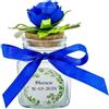 Ingrosso e Risparmio Set 12PZ Barattolini Portaconfetti con Fiore su Tappo di Sughero 12 Bustine Confetti 12 Adesivi Personalizzabili Nastro Fiocco Matrimonio Comunione Cresima (Blu)