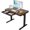 HUANUO 100 x60 cm Scrivania Regolabile in Altezza con Cassetto, Porte di Ricarica USB e 3 Altezza Memorizzabili, Scrivania Ufficio con Piano Monoblocc, Noce Scuro