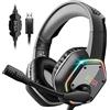EKSA E1000 USB Cuffie Gaming per PC, Cuffie PS5 con Microfono，Cuffie da Gaming ENC Cancellazione del Rumore,Wired Headset with Mic Suono Surround 7.1,RGB Black