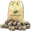 Waldfelsen 6, 12, 20, 30 o 50 dadi di alta qualità, dimensioni standard, 16 mm, dadi in acrilico, dadi da gioco a sei facce, accessori da gioco, set con sacchetto in tessuto (Grigio, 30 pezzi)