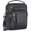 ROYALZ 'Fargo' borsa compatta da uomo in vera pelle per tutti i giorni - borsa a tracolla piccola in cuoio in look vintage - borsa messenger piccolo con molti scomparti, Colore:Nero