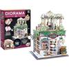 Buki Diorama Fiorista - Modellino fioraio in miniatura in legno con LED - Diorama DIY 243 pezzi - Kit costruzione negozio di fiori - dai 10 anni - 14 x 17,1 x 21,8 cm - 68075 - BUKI France