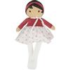Kaloo - Tendresse - La mia prima bambola di stoffa Emilie - Bambola di pezza 80 cm - Gonna in micro velluto e coprispalle rosso - Nastro personalizzabile - Fin dalla nascita, K200023