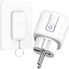 FISHTEC Set di 2 prese telecomandate – controllo remoto con telecomando, facile da usare, protezione per bambini, controllo individuale o globale delle prese, portata di 30 m, colore: bianco
