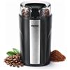 alpina Macinacaffè elettrico, 200 W, macinacaffè per 7 g di chicchi di caffè, con lame in acciaio inossidabile e serratura di sicurezza, colore: nero