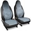 Auto Accessori Lupex | 2pz Coprisedili Anteriori Universali LS03 - Tessuto Deluxe Grigio cuciture Grigio | Design Elegante, Resistente e Confortevole | Compatibili con Poggiatesta Integrato