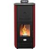 STUFE A PELLET ITALIA New York 22 Kw - Stufa a Pellet Idro Produce Calore e Acqua Calda Efficienza 89% Scalda 140m² Autonomia 22H Programmabile Garanzia 24 Mesi Rosso