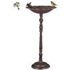 Relaxdays Grande Fontana per Uccelli, a Colonna, da Giardino, Vaschetta per Uccelli Selvatici, H 74,5 cm, Marrone