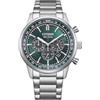 Citizen CA4720-52X Eco-Drive Cronografo Solare da Uomo, Quadrante Verde con Cinturino in Acciaio Inox