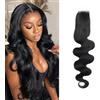 Arenshxc 2x6 Chiusura Ondulata Lace Closure 100% Capelli Umani Brasiliani Non Trattatati 2x6 Lace Colore Nero Naturale Bagnato e Ondulato Colore Naturale 35,6 cm