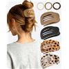 lulir Mollettone Capelli Donna Piatto 4 Pezzi, Pinze per Capelli con 3 Elastici, Fermaglio Capellis Donna Antiscivolo, Design Piatto Curvo per Sottili o Spessi, per Casa e Ufficio